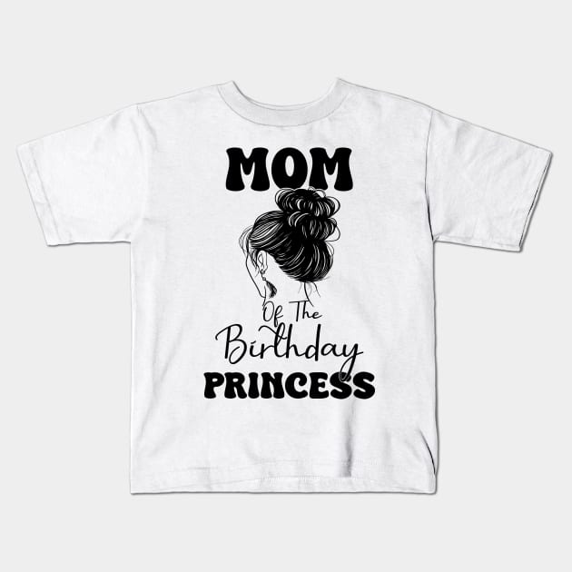 Funny Mom Of The Birthday Princess Girls Party Kids T-Shirt by KB Badrawino